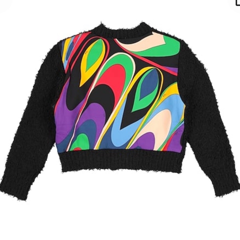 Emilio Pucci Black Sweater with Multi-Color Abstract Print